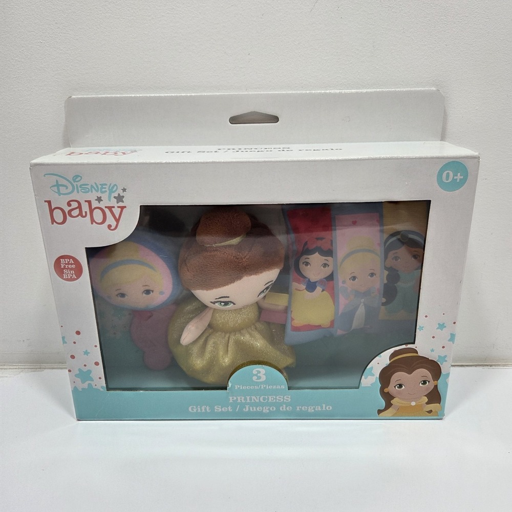 Disney Baby‎ Princess 3-Piece Gift Set Plush Rattle Crinkle - NEW